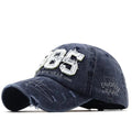 Washed Baseball Cap for Men Women Adjustable Distressed Denim Hat Dad Hat Trucker Hat (Navy Blue)